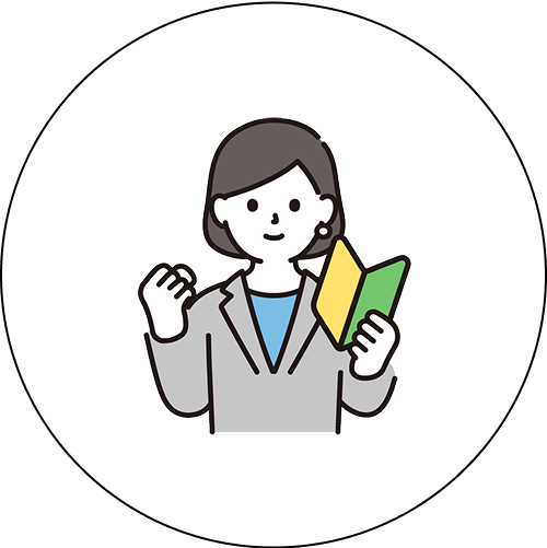 初心者マークを持った女性のイラストアイコン